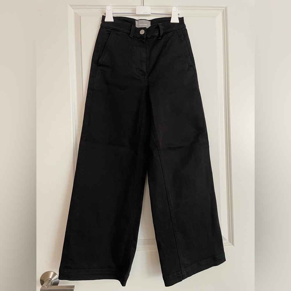 Everlane The Wide Leg Crop Pant, Black, Size 00